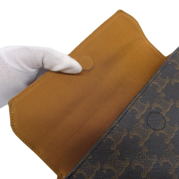 Celine Triangle Triomphe Canvas Shoulder Bag Brown Tan - Picture 6 of 7